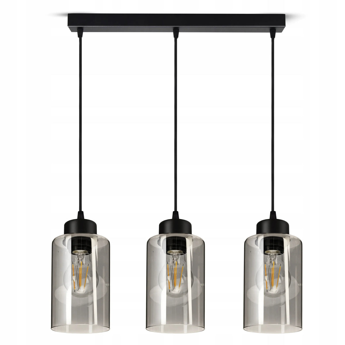 Pakabinamas lubinis šviestuvas, juodas stiklinis „Glass Tube“ 535-BZ3 LED E27