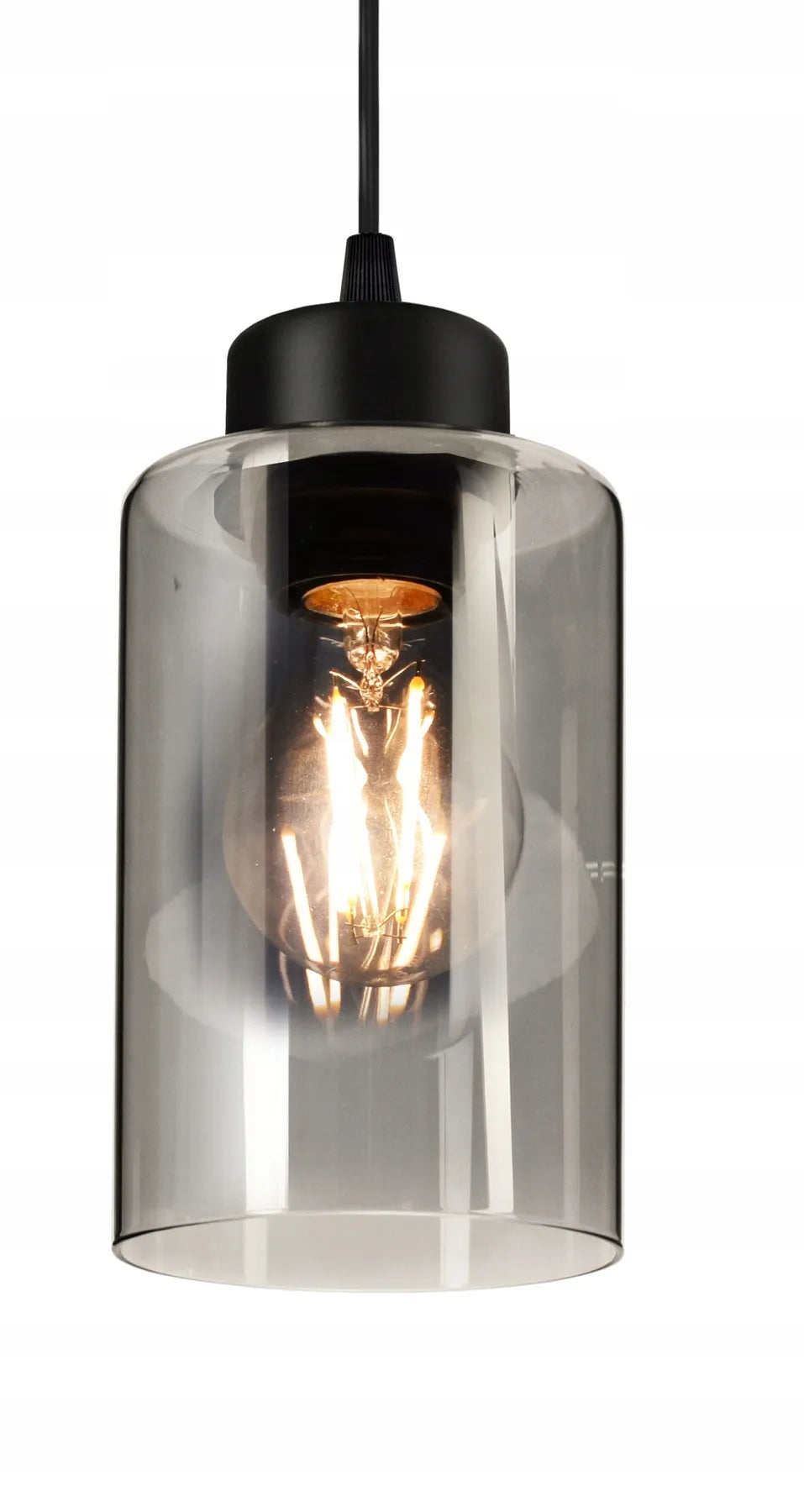 Pakabinamas lubinis šviestuvas, juodas stiklinis „Glass Tube“ 535-BZ3 LED E27