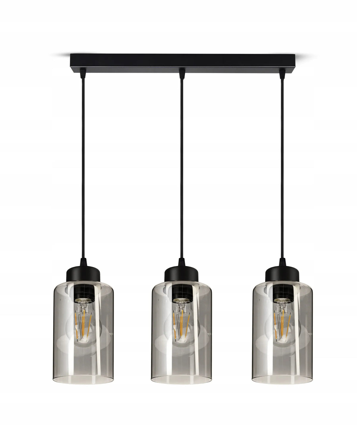 Pakabinamas lubinis šviestuvas, juodas stiklinis „Glass Tube“ 535-BZ3 LED E27