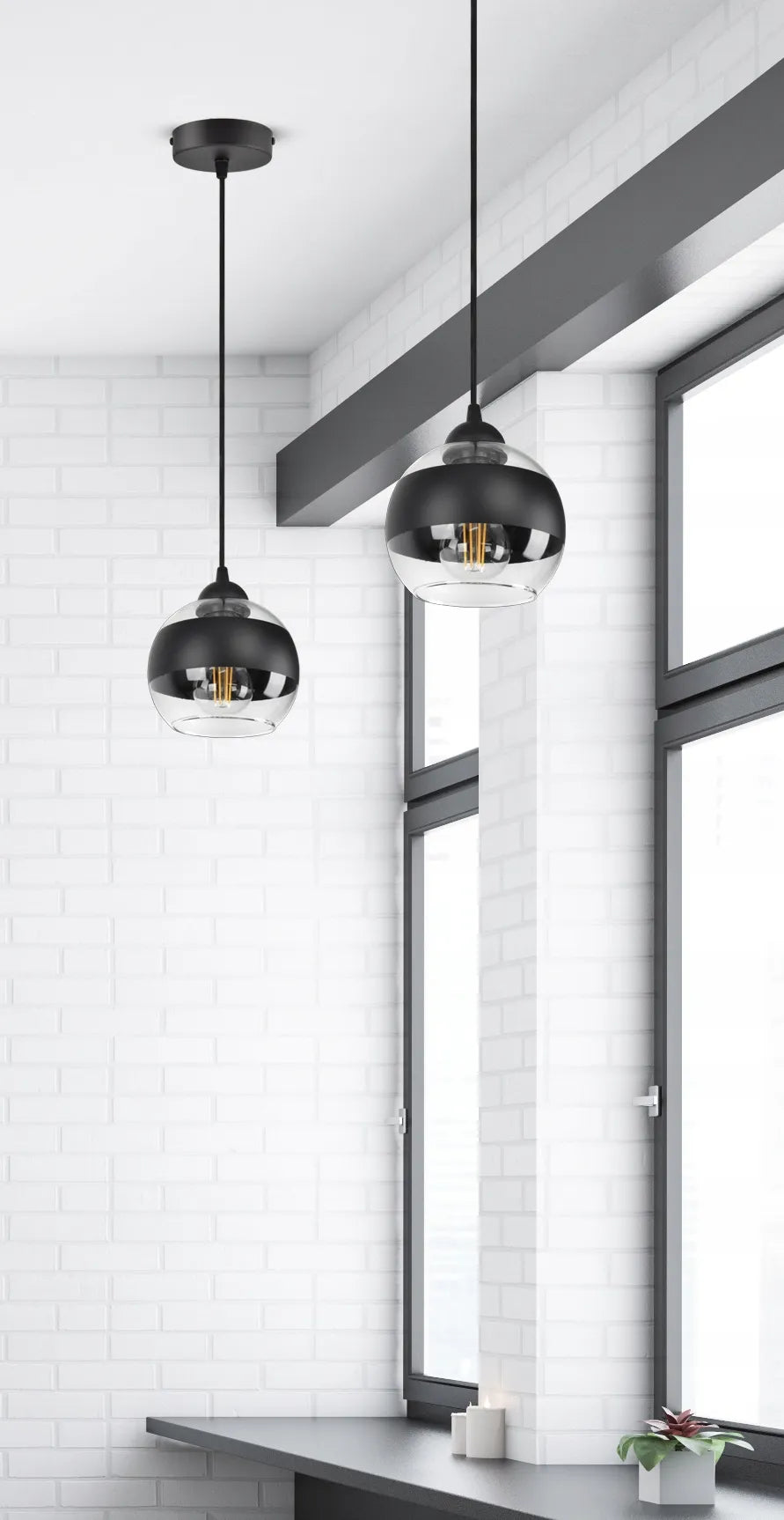 Pakabinamas lubinis šviestuvas, juodas stiklinis rutulys Black Belt EZ1 LED E27