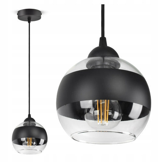 Pakabinamas lubinis šviestuvas, juodas stiklinis rutulys Black Belt EZ1 LED E27