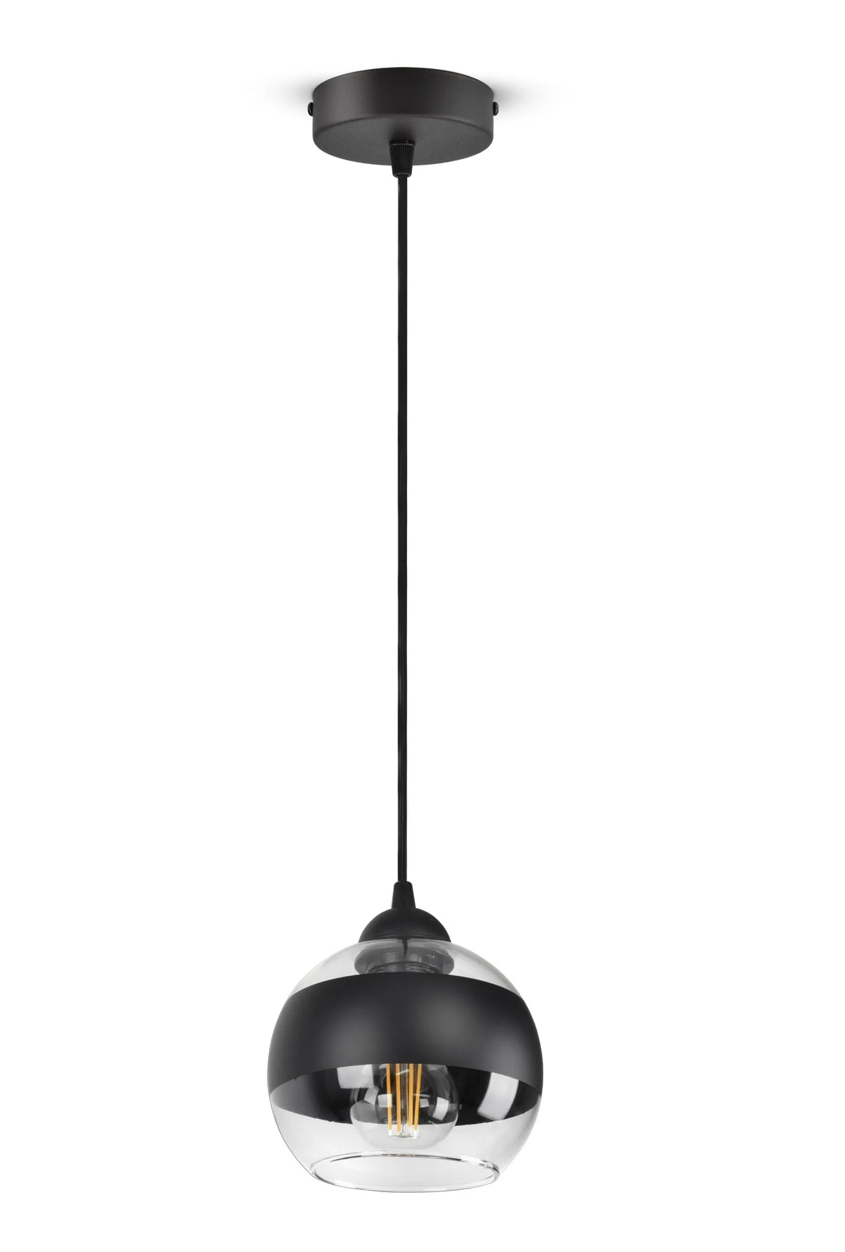 Pakabinamas lubinis šviestuvas, juodas stiklinis rutulys Black Belt EZ1 LED E27