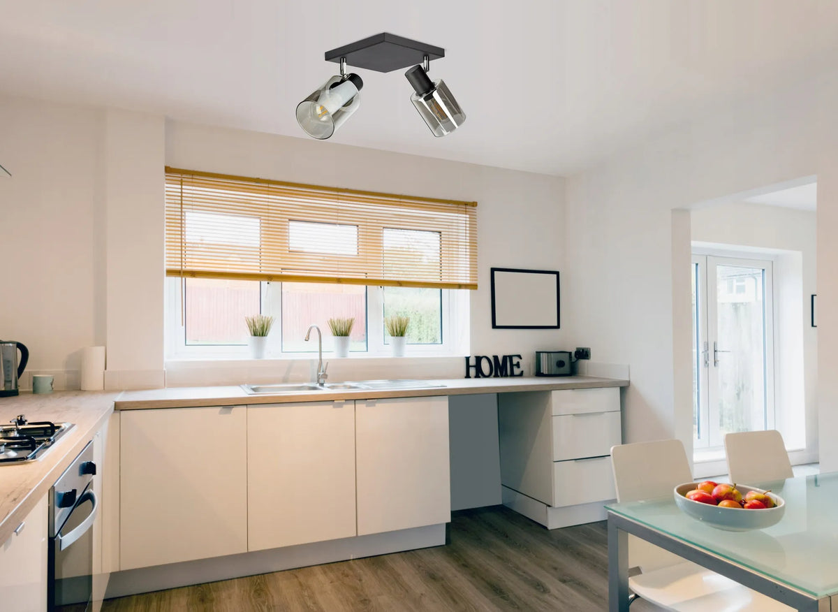 Pakabinamas lubinis šviestuvas, juodas stiklinis šviestuvas „Glass Tube“ 535-AG2 LED E27