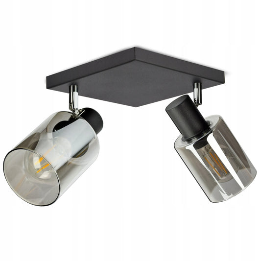 Pakabinamas lubinis šviestuvas, juodas stiklinis šviestuvas „Glass Tube“ 535-AG2 LED E27
