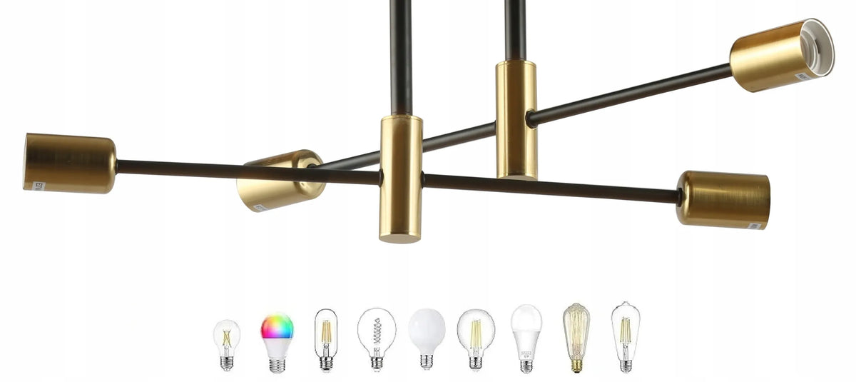 Pakabinamas lubinis šviestuvas Krislamp DORADO, 4 × E27, juodas ir auksinis