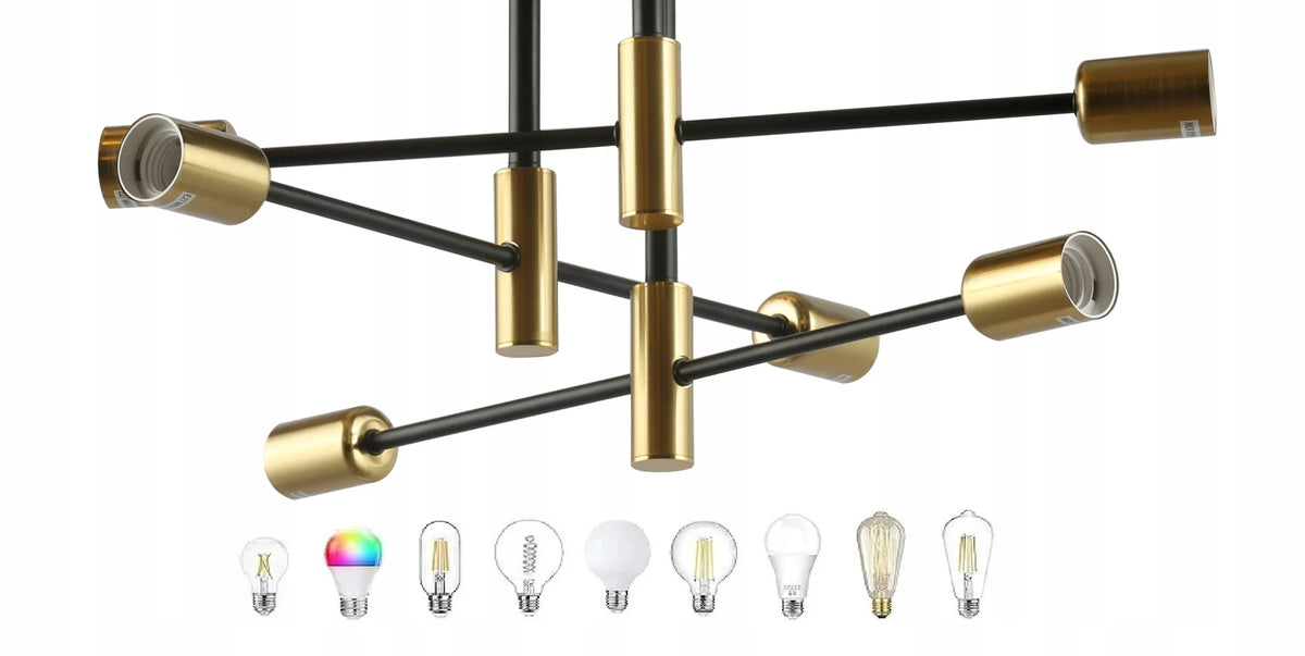 Pakabinamas lubinis šviestuvas Krislamp DORADO, juodas ir auksinis, 6 × E27
