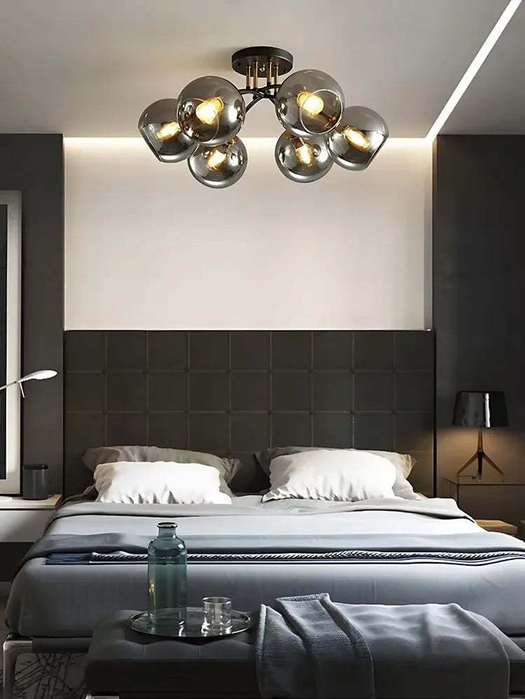 Pakabinamas lubinis šviestuvas Krislamp MEGAN, 6 × E27, juodas ir auksinis