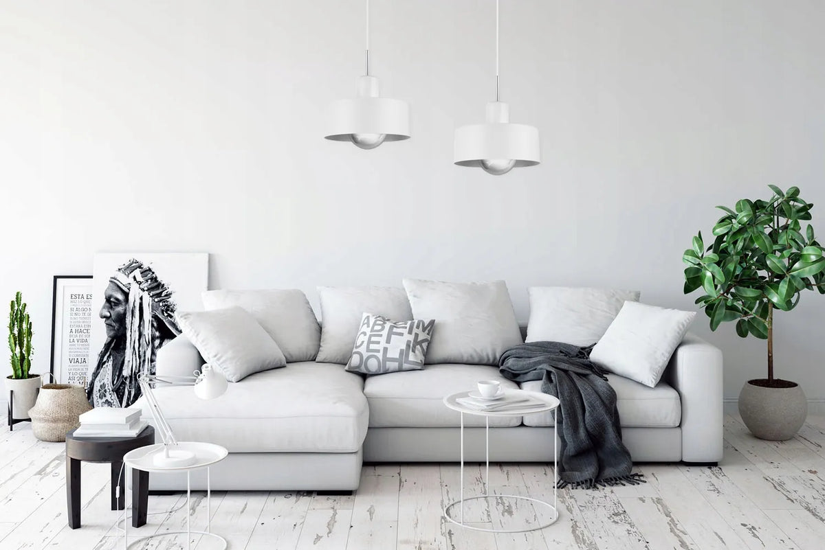 Pakabinamas lubinis šviestuvas „Light Home Barcelona“ – juodas ir baltas, 2 šviesos taškai, modernus lofto stilius