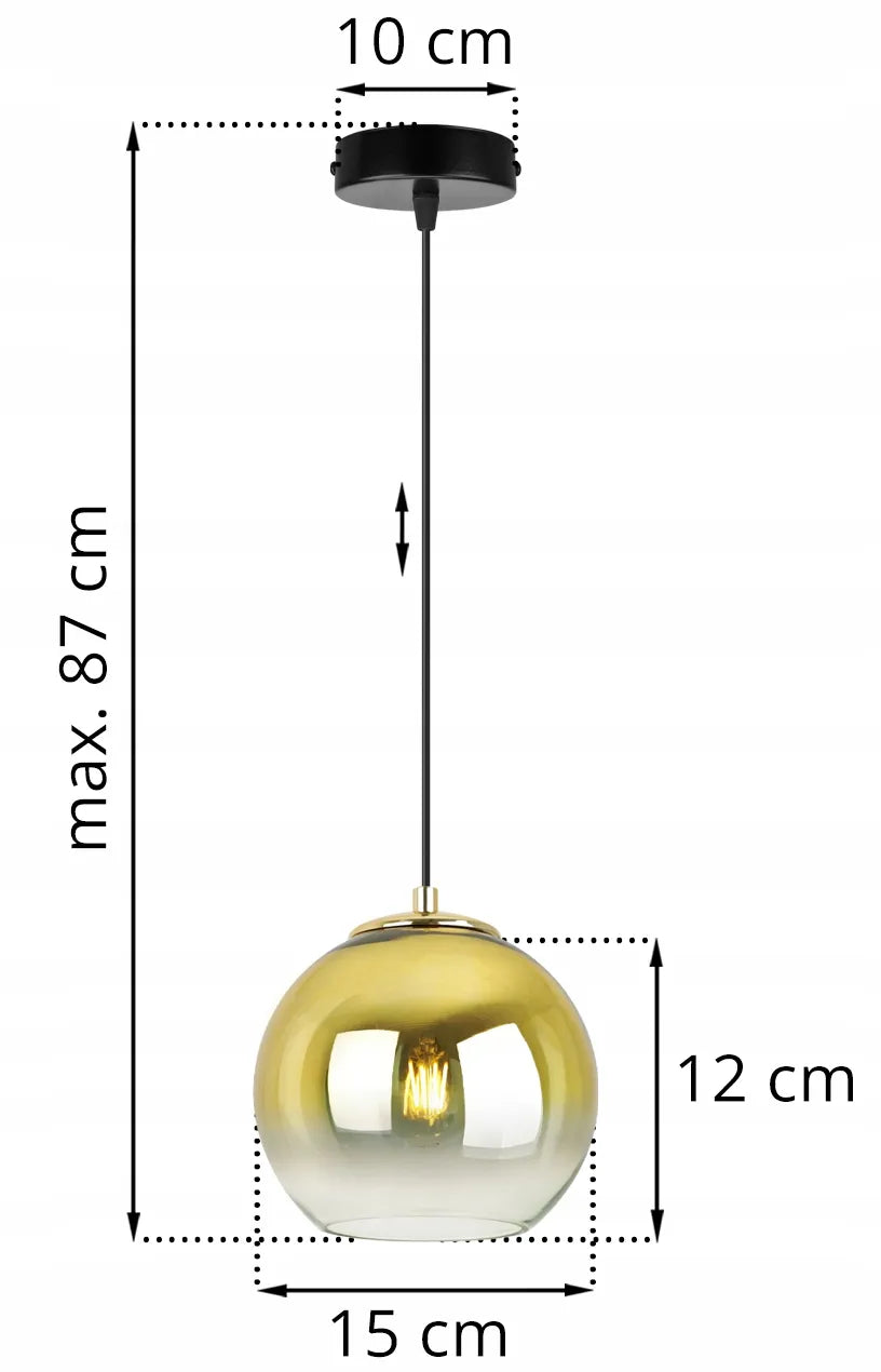 Pakabinamas lubinis šviestuvas „Light Home“ BERGEN GOLD 2330/1/15, viengubas, stiklinis auksinis gaubtas, 15 cm