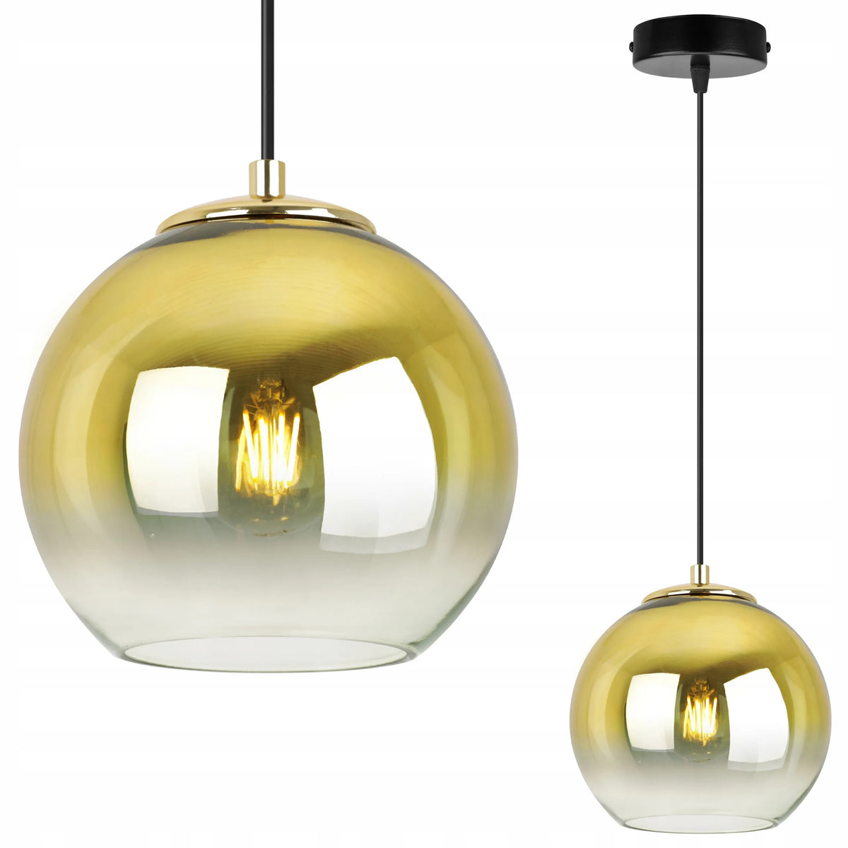 Pakabinamas lubinis šviestuvas „Light Home“ BERGEN GOLD 2330/1/15, viengubas, stiklinis auksinis gaubtas, 15 cm