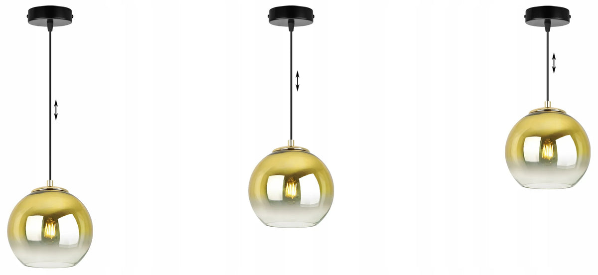Pakabinamas lubinis šviestuvas „Light Home“ BERGEN GOLD 2330/1/15, viengubas, stiklinis auksinis gaubtas, 15 cm