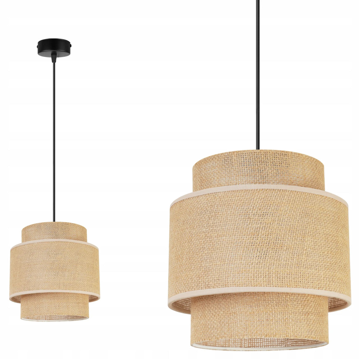 Pakabinamas lubinis šviestuvas Light Home BOHO 2459/1, viengubas, apvalus džiuto efekto gaubtas