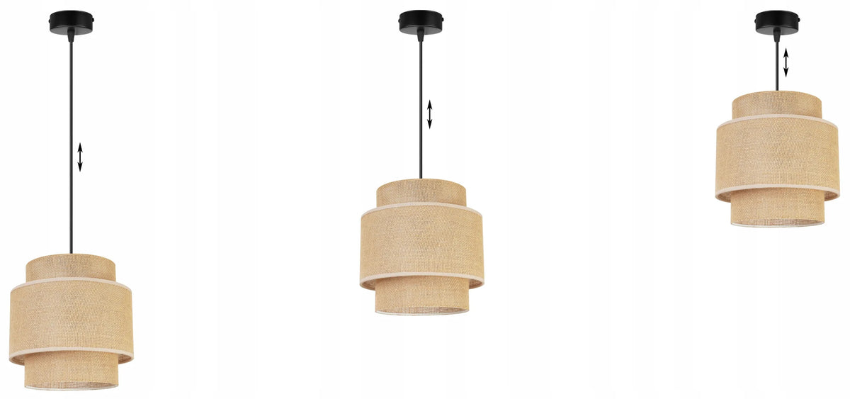 Pakabinamas lubinis šviestuvas Light Home BOHO 2459/1, viengubas, apvalus džiuto efekto gaubtas