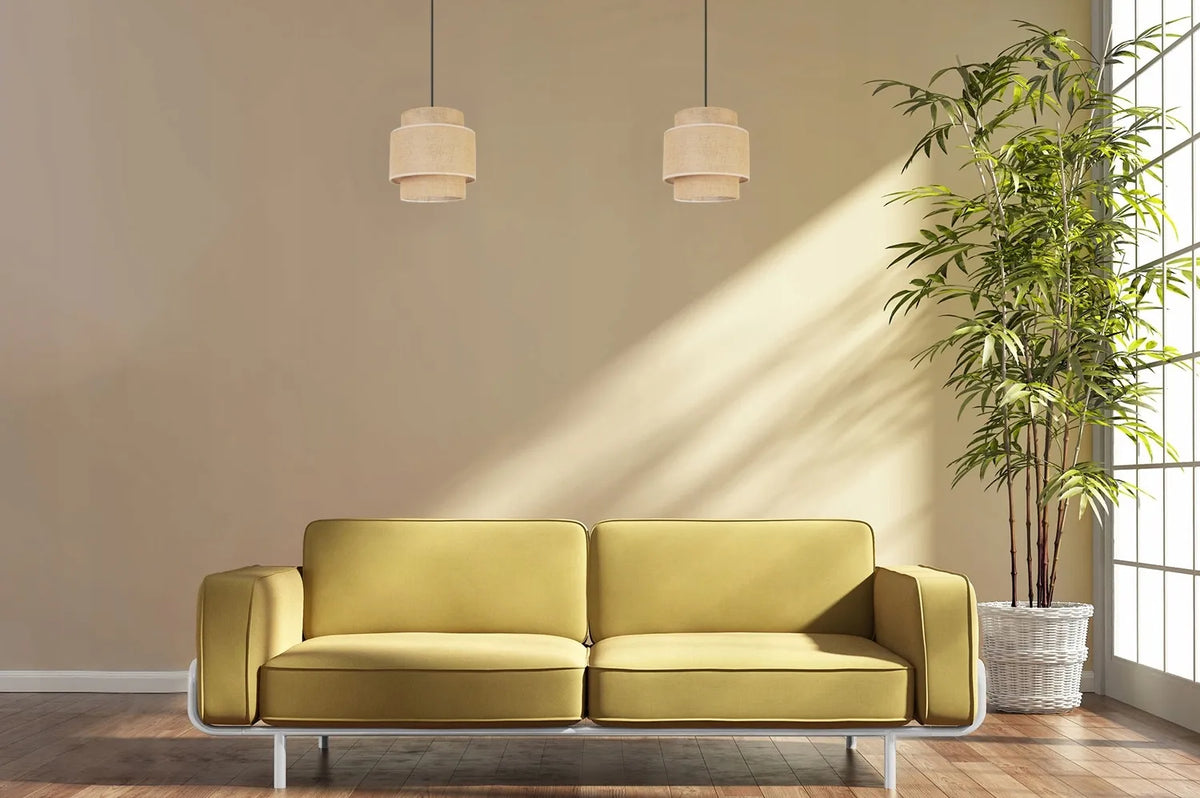 Pakabinamas lubinis šviestuvas Light Home BOHO 2459/1, viengubas, apvalus džiuto efekto gaubtas