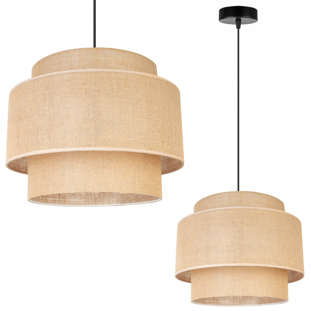 Pakabinamas lubinis šviestuvas „Light Home“ BOHO su džiuto gaubtu svetainei, valgomajam ir kambariui