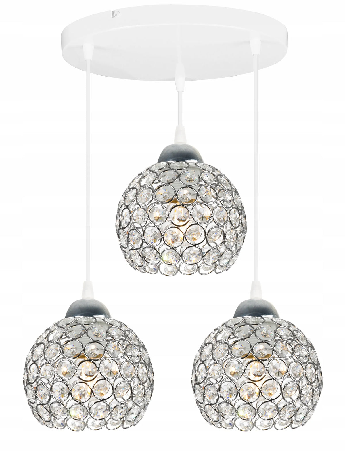 Pakabinamas lubinis šviestuvas „Light Home CRYSTAL“ su trimis šviesos taškais, juodas ir chromo, dekoruotas kristalais