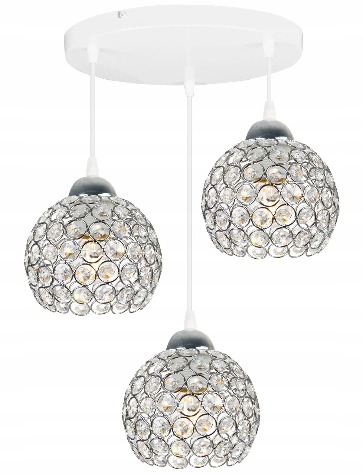 Pakabinamas lubinis šviestuvas „Light Home CRYSTAL“ su trimis šviesos taškais, juodas ir chromo, dekoruotas kristalais