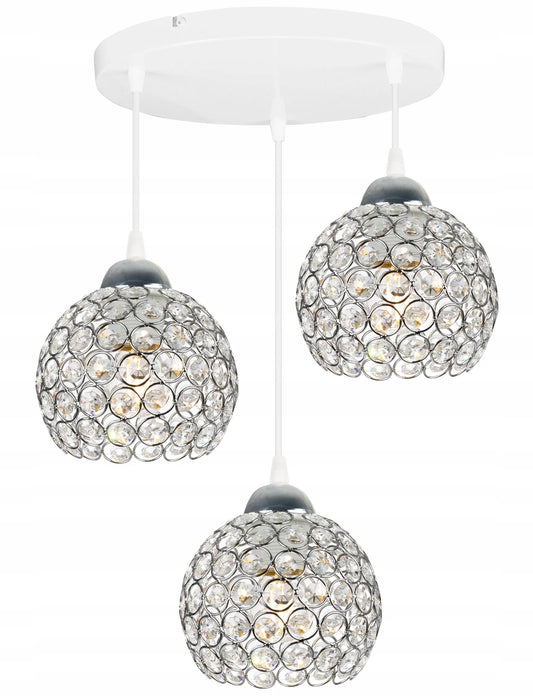 Pakabinamas lubinis šviestuvas „Light Home CRYSTAL“ su trimis šviesos taškais, juodas ir chromo, dekoruotas kristalais