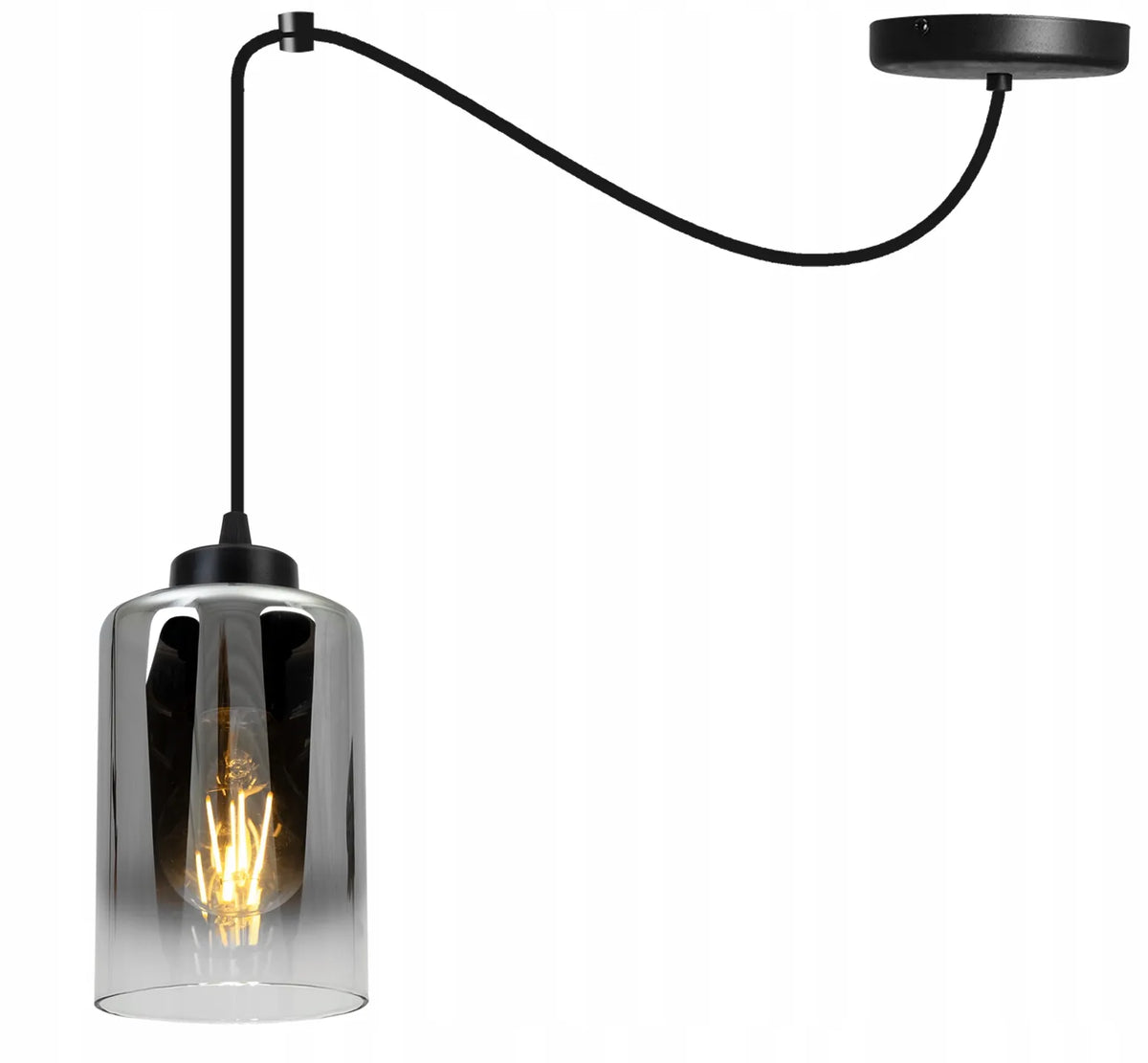PAKABINAMAS LUBINIS ŠVIESTUVAS LIGHT HOME HELLA, 1 STIKLINIS GRAFITINIS GAUBTAS, JUODAS LOFT