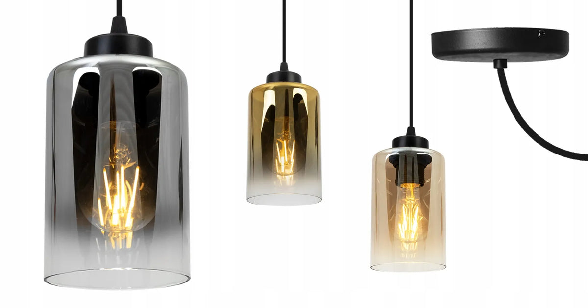 Pakabinamas lubinis šviestuvas „Light Home Hella“ – juodas, vienvietis, su gintaro spalvos gaubtu, svetainei ir vonios kambariui