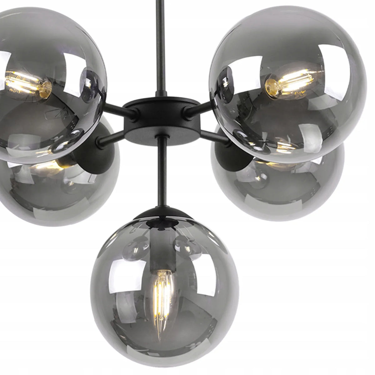 Pakabinamas lubinis šviestuvas Light Home IMPERIA 2519/5/CZ, juodas lofto stiliaus, 5×E14