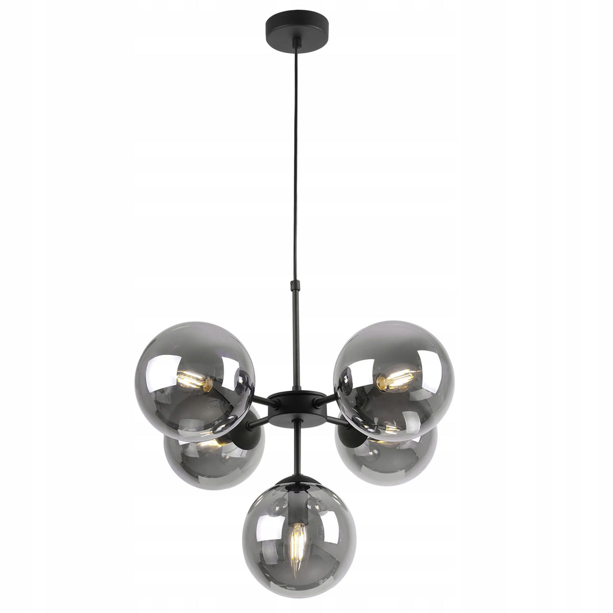 Pakabinamas lubinis šviestuvas Light Home IMPERIA 2519/5/CZ, juodas lofto stiliaus, 5×E14