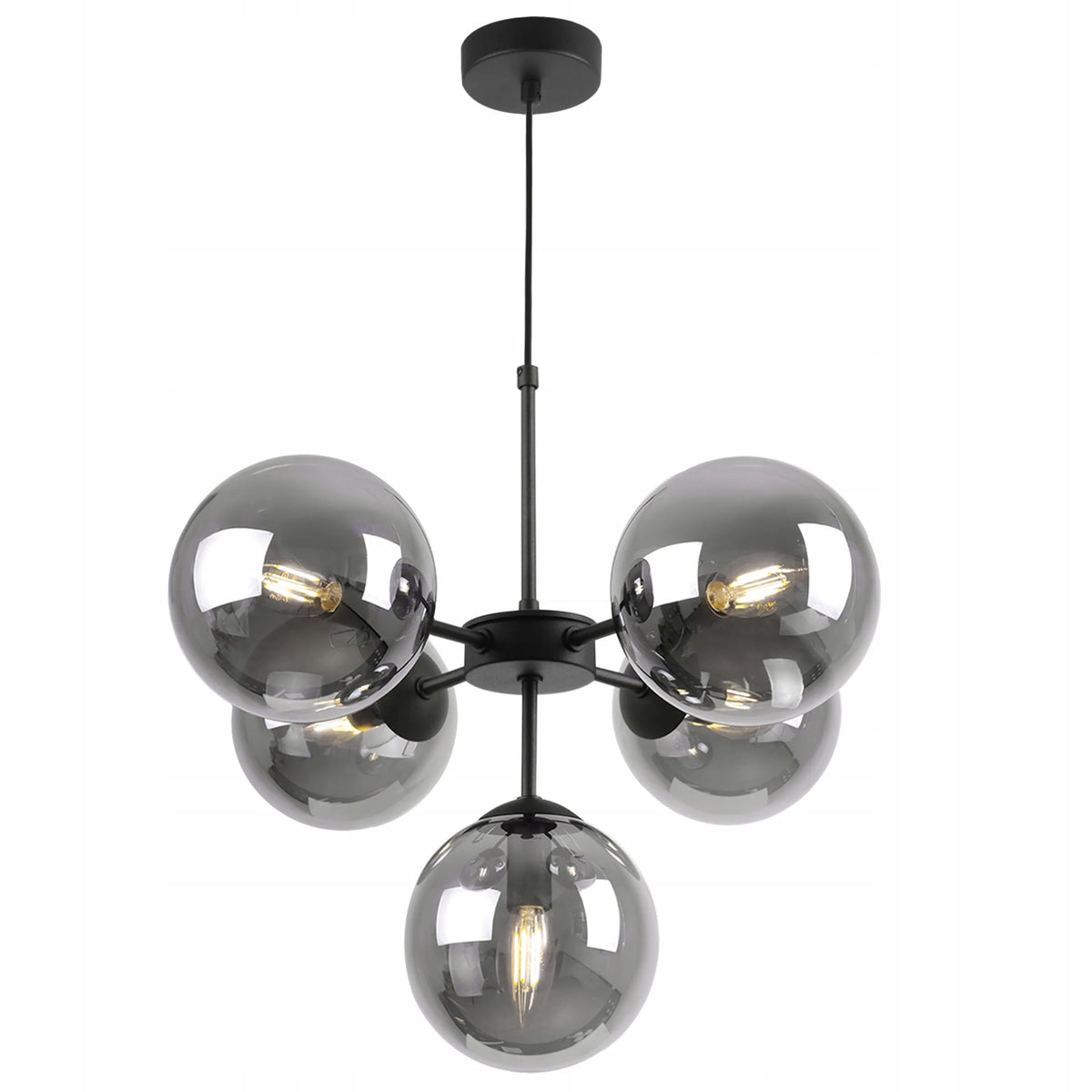 Pakabinamas lubinis šviestuvas Light Home IMPERIA 2519/5/CZ, juodas lofto stiliaus, 5×E14