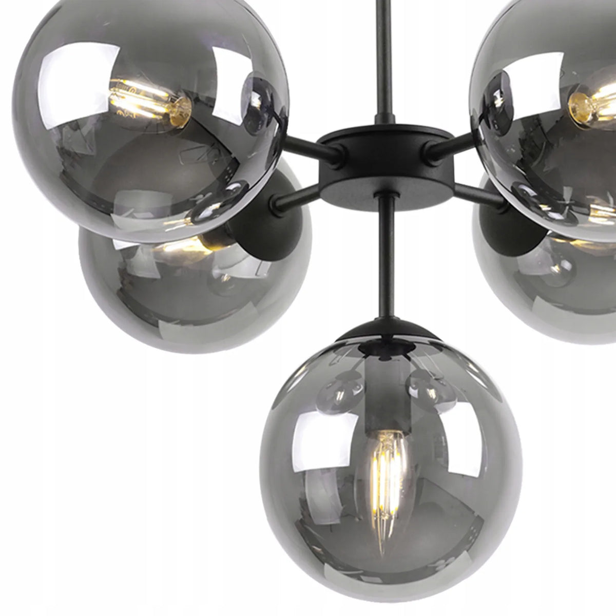 Pakabinamas lubinis šviestuvas Light Home IMPERIA 2519/5/CZ, juodas lofto stiliaus, 5×E14