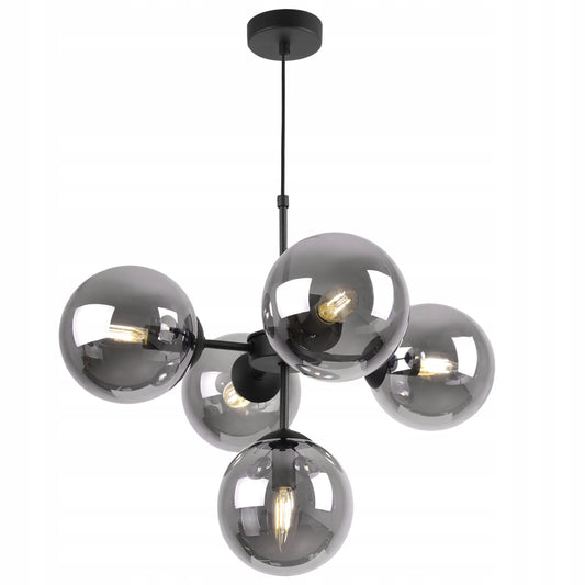Pakabinamas lubinis šviestuvas Light Home IMPERIA 2519/5/CZ, juodas lofto stiliaus, 5×E14