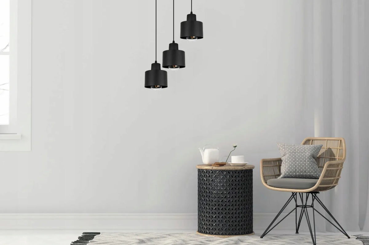 Pakabinamas lubinis šviestuvas Light Home PANTA 2002/3OW, 3 lempučių, juodas, lofto stiliaus