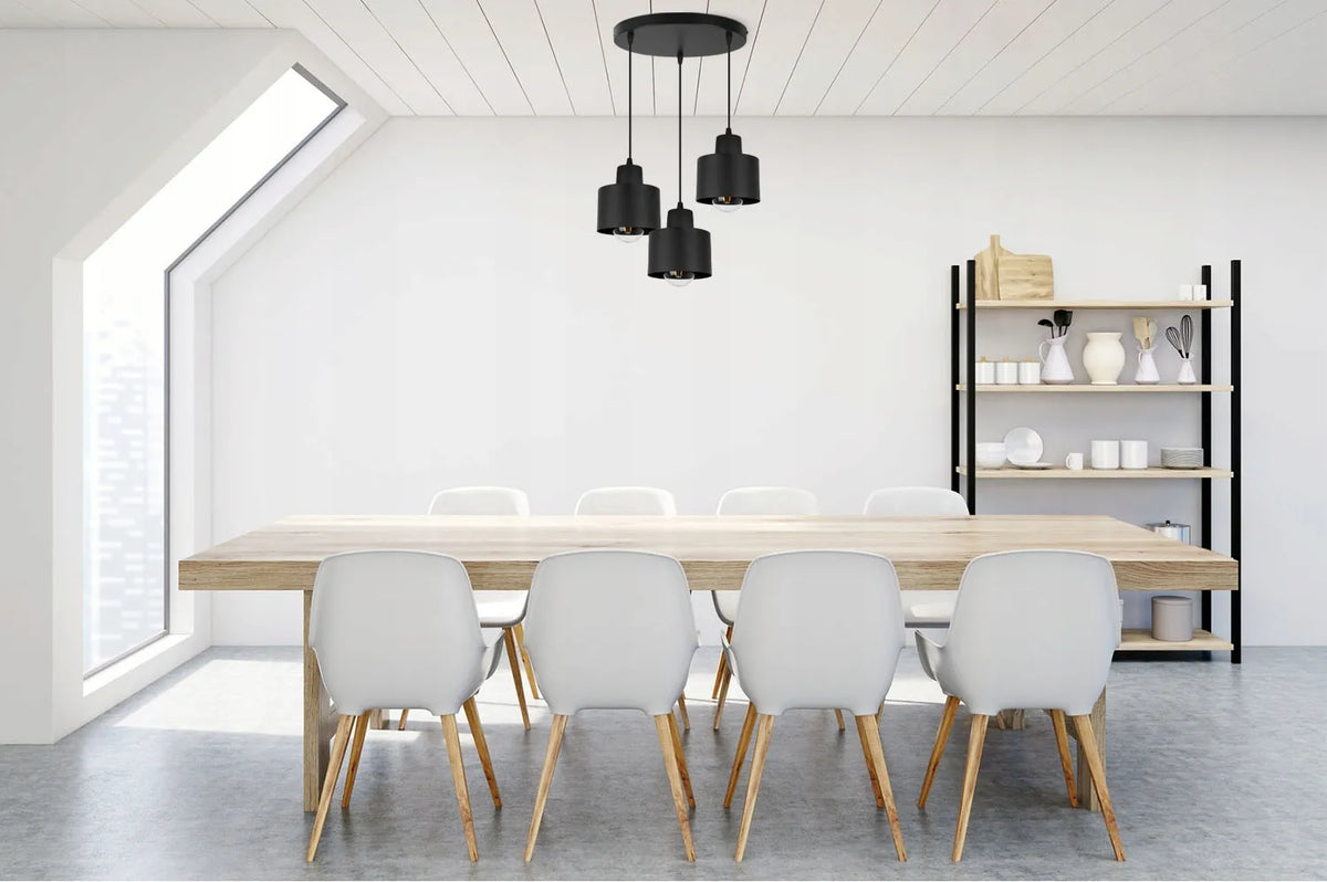 Pakabinamas lubinis šviestuvas Light Home PANTA 2002/3OW, 3 lempučių, juodas, lofto stiliaus