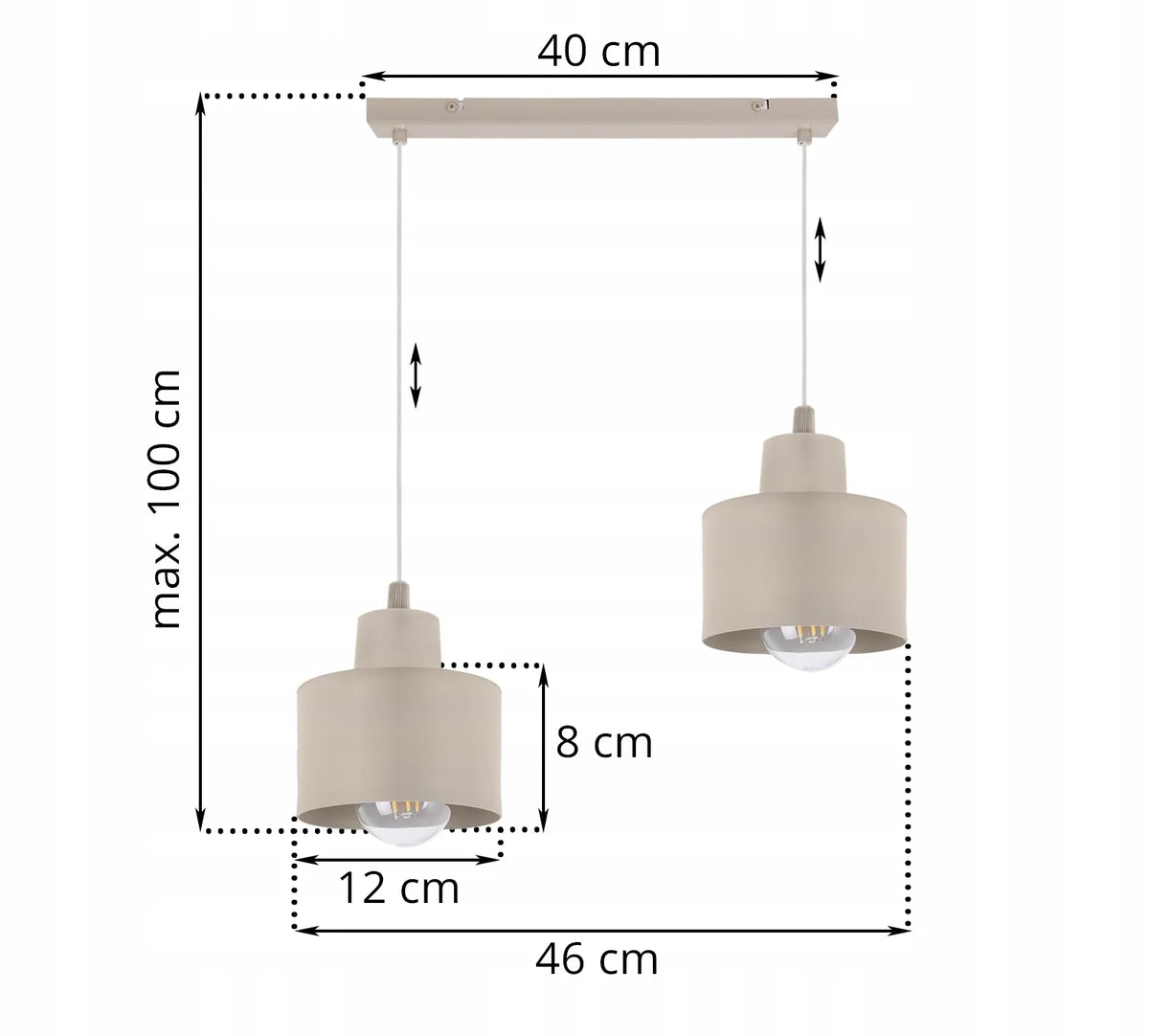 Pakabinamas lubinis šviestuvas Light Home PANTA, dviguba juosta, smėlio spalvos, E27