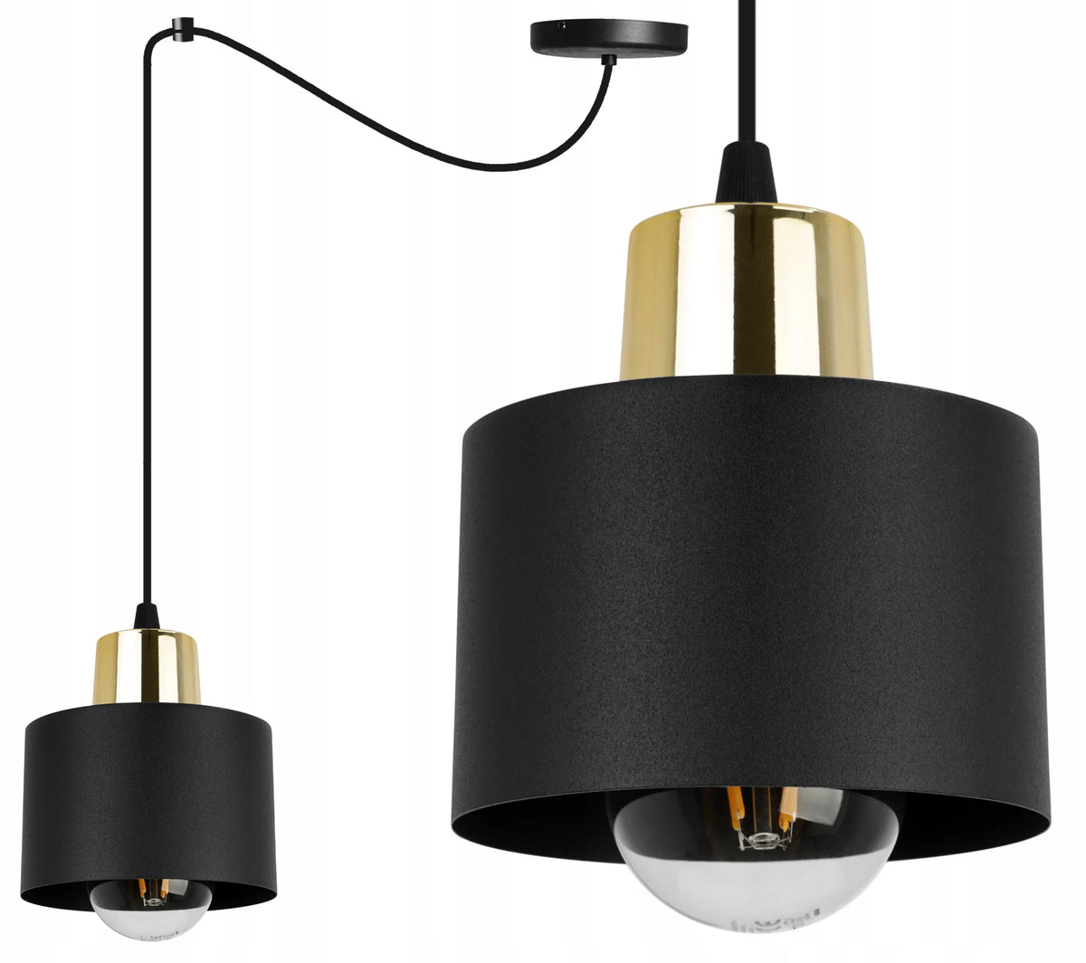 Pakabinamas lubinis šviestuvas „Light Home Panta“ – vienvietis, juodas, metalinis, lofto stiliaus