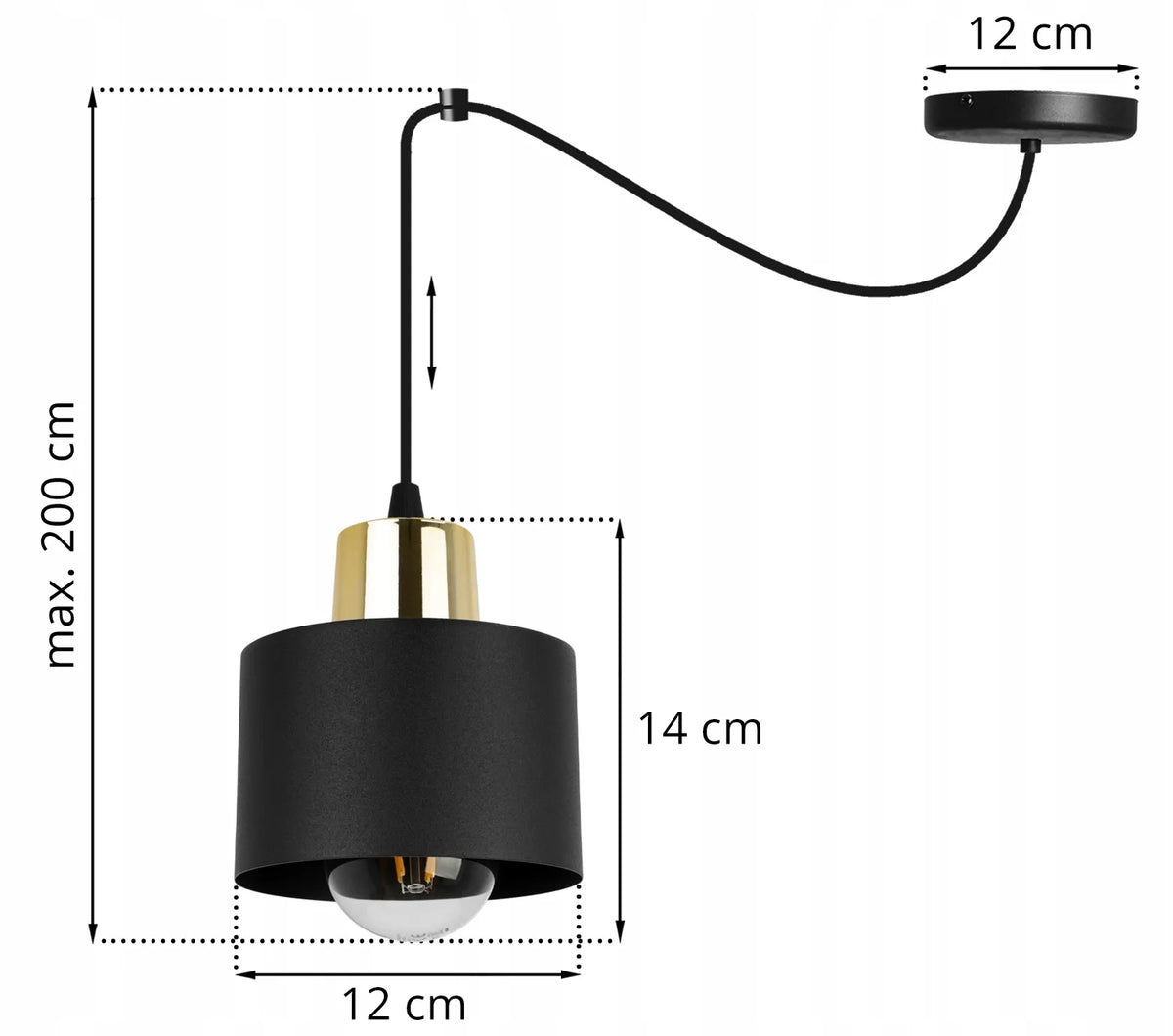 Pakabinamas lubinis šviestuvas „Light Home Panta“ – vienvietis, juodas, metalinis, lofto stiliaus
