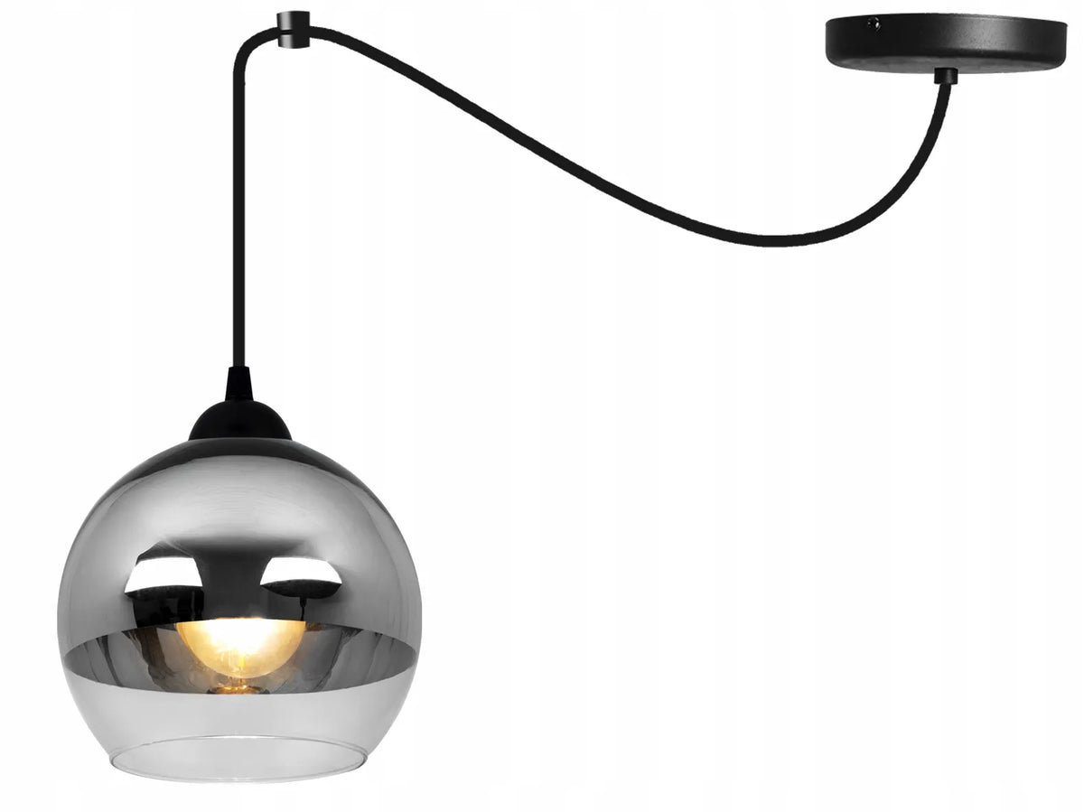 Pakabinamas lubinis šviestuvas Light Home SPIDER BERGEN 2330/1, vienvietis, elegantiškas, juodas, chromo ir stiklo