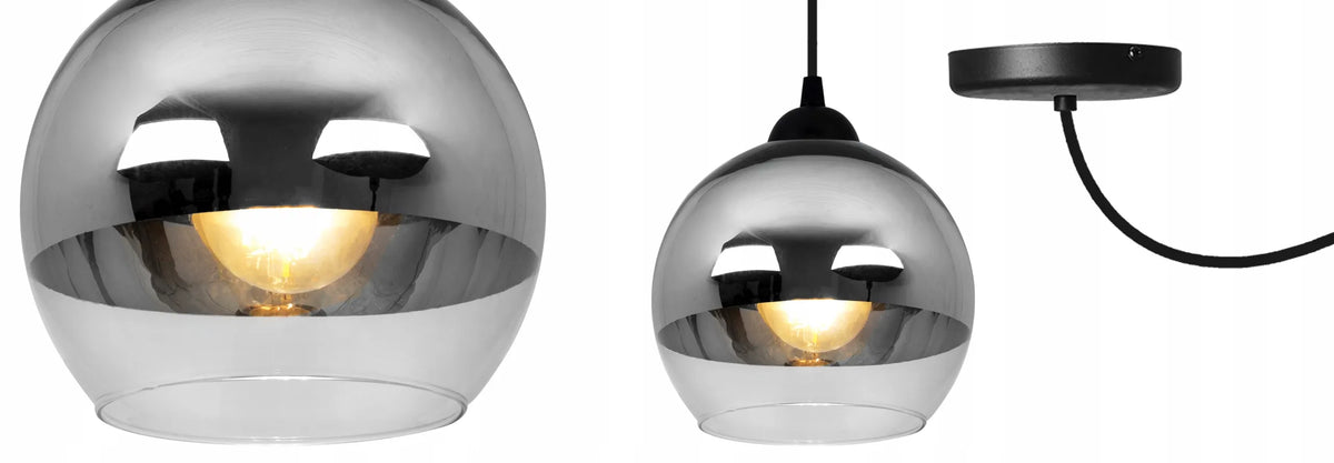 Pakabinamas lubinis šviestuvas Light Home SPIDER BERGEN 2330/1, vienvietis, elegantiškas, juodas, chromo ir stiklo