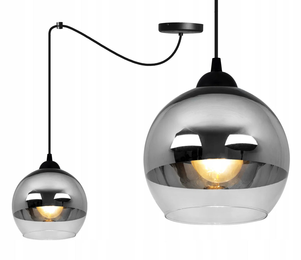Pakabinamas lubinis šviestuvas Light Home SPIDER BERGEN 2330/1, vienvietis, elegantiškas, juodas, chromo ir stiklo