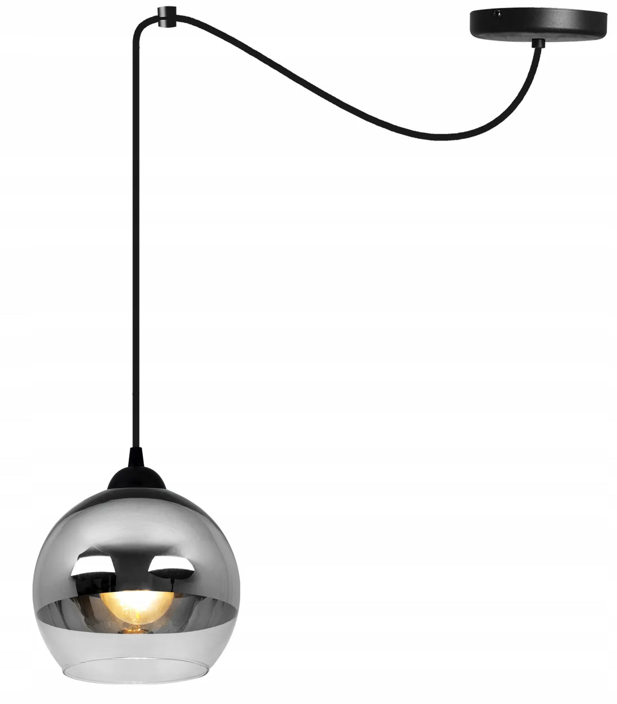 Pakabinamas lubinis šviestuvas Light Home SPIDER BERGEN 2330/1, vienvietis, elegantiškas, juodas, chromo ir stiklo