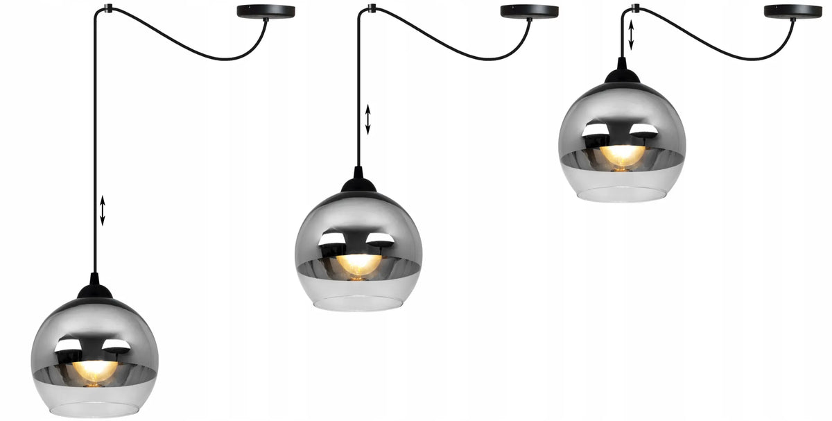 Pakabinamas lubinis šviestuvas Light Home SPIDER BERGEN 2330/1, vienvietis, elegantiškas, juodas, chromo ir stiklo