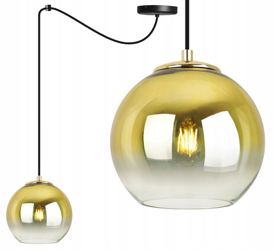 Pakabinamas lubinis šviestuvas „Light Home“ SPIDER BERGEN GOLD 2330/1/15, viengubas, juodas, su auksiniu 15 cm gaubtu