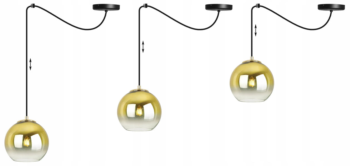 Pakabinamas lubinis šviestuvas „Light Home“ SPIDER BERGEN GOLD 2330/1/15, viengubas, juodas, su auksiniu 15 cm gaubtu