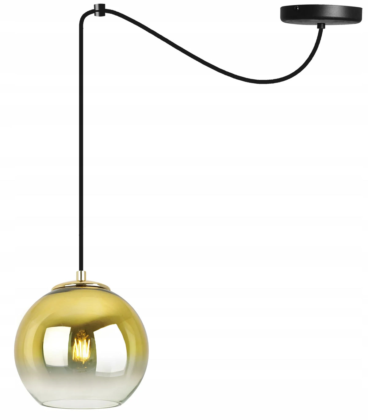Pakabinamas lubinis šviestuvas „Light Home“ SPIDER BERGEN GOLD 2330/1/15, viengubas, juodas, su auksiniu 15 cm gaubtu