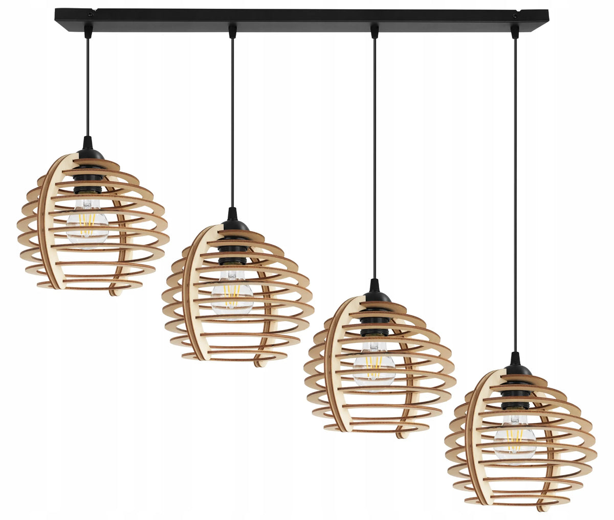 Pakabinamas lubinis šviestuvas Light Home TIMBER 2490/4 iš medžio, modernus boho stiliaus, virtuvei ir svetainei