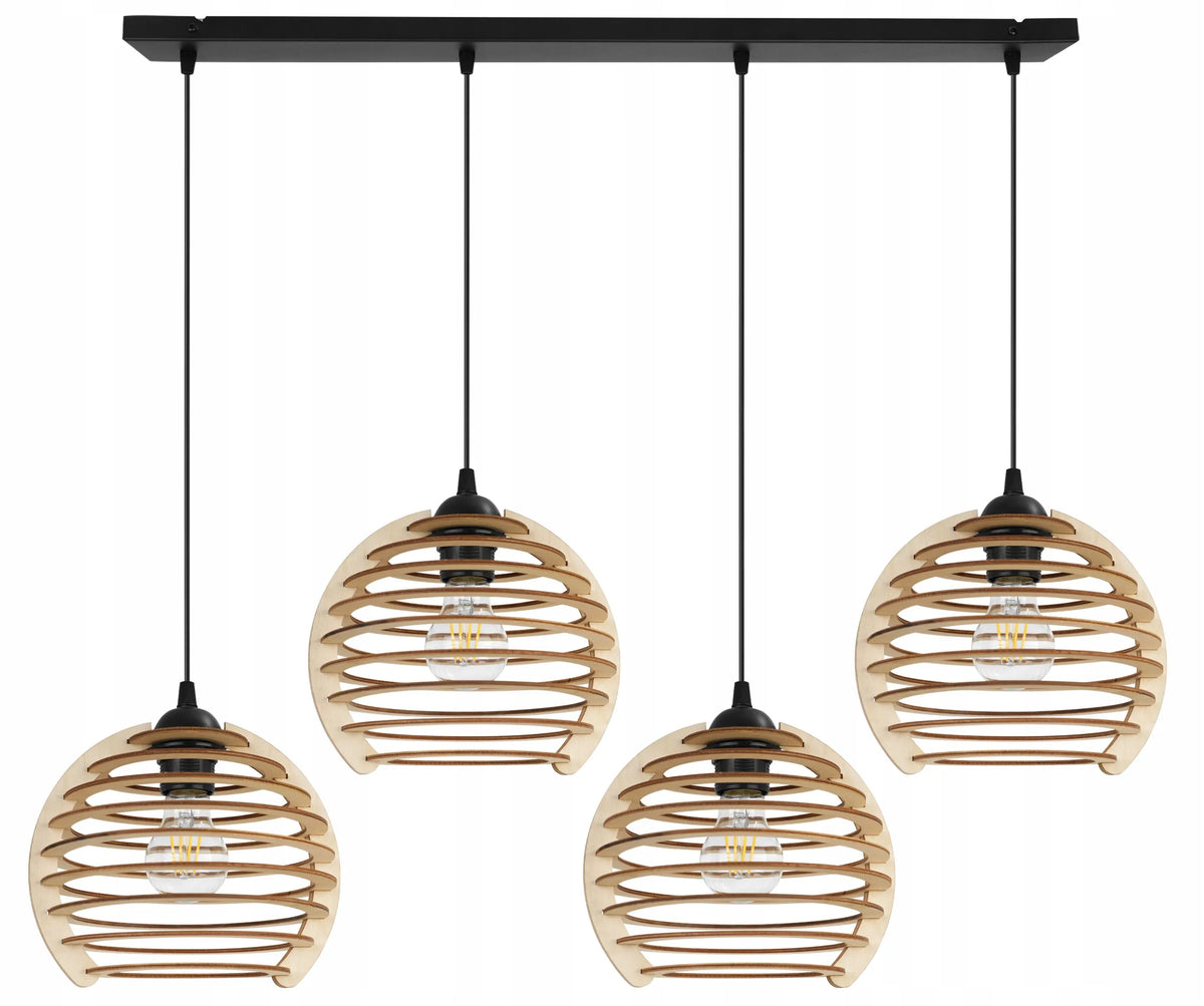 Pakabinamas lubinis šviestuvas Light Home TIMBER 2490/4 iš medžio, modernus boho stiliaus, virtuvei ir svetainei