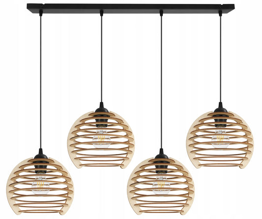 Pakabinamas lubinis šviestuvas Light Home TIMBER 2490/4 iš medžio, modernus boho stiliaus, virtuvei ir svetainei