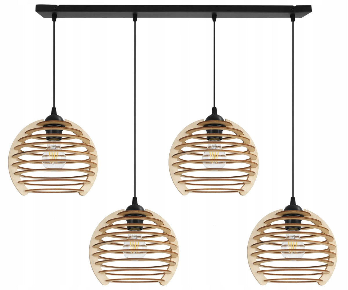Pakabinamas lubinis šviestuvas Light Home TIMBER 2490/4 iš medžio, modernus boho stiliaus, virtuvei ir svetainei