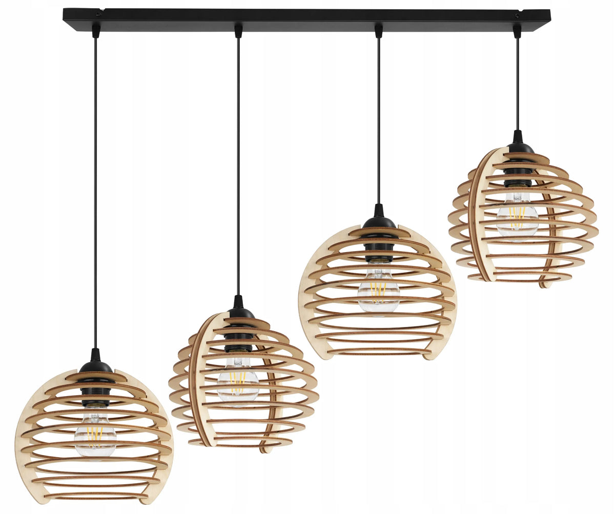 Pakabinamas lubinis šviestuvas Light Home TIMBER 2490/4 iš medžio, modernus boho stiliaus, virtuvei ir svetainei