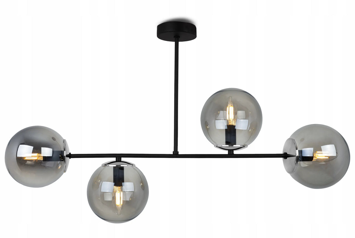Pakabinamas lubinis šviestuvas „Light Home Tuluza“ – juodas, lofto stiliaus, 4 gaubtai