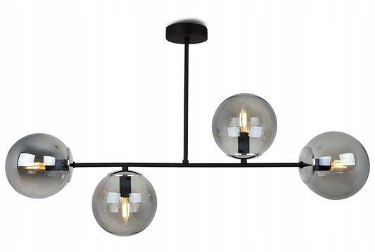 Pakabinamas lubinis šviestuvas „Light Home Tuluza“ – juodas, lofto stiliaus, 4 gaubtai
