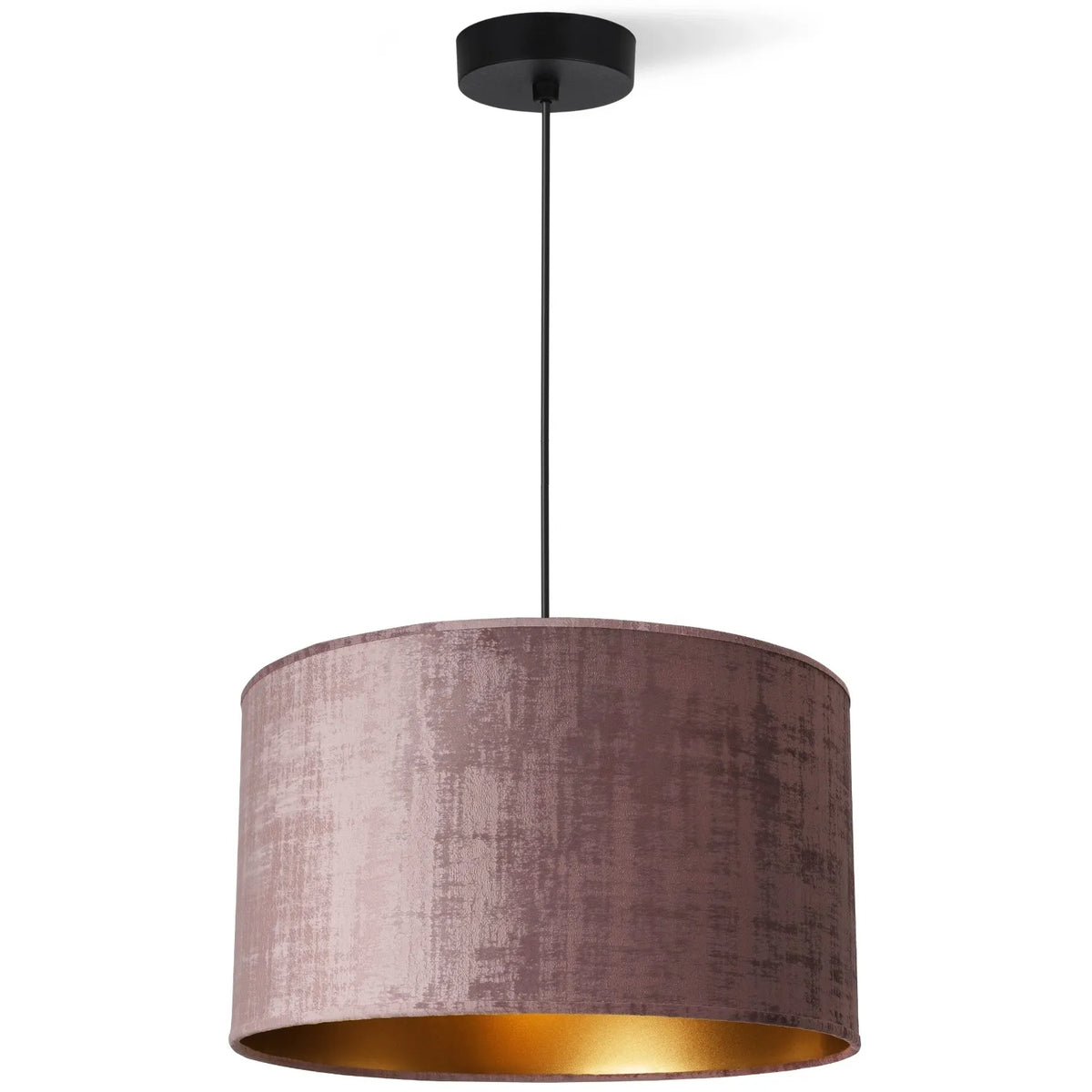 Pakabinamas lubinis šviestuvas „Light Home“ VELORA su veliūriniu gaubtu, rožinės ir auksinės spalvos, 40 cm